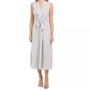 NWT Tahari linen blend stripe midi dress Sz S